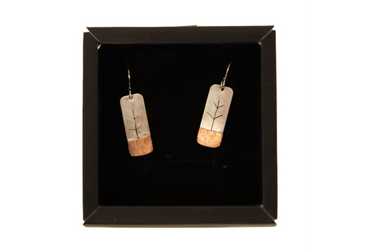 Rectangle Earrings Trees with Copper | Appalachia's Daughter