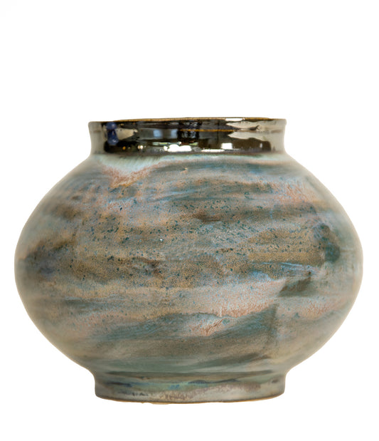 Green/Silver Rim Vase F22 | Richard Kirk Banks